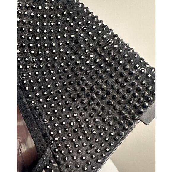 Tory Burch Black Suede Crystal Embellishments Wedge Sandals Sz 7 M Glam Mob Wife - Picture 8 of 16